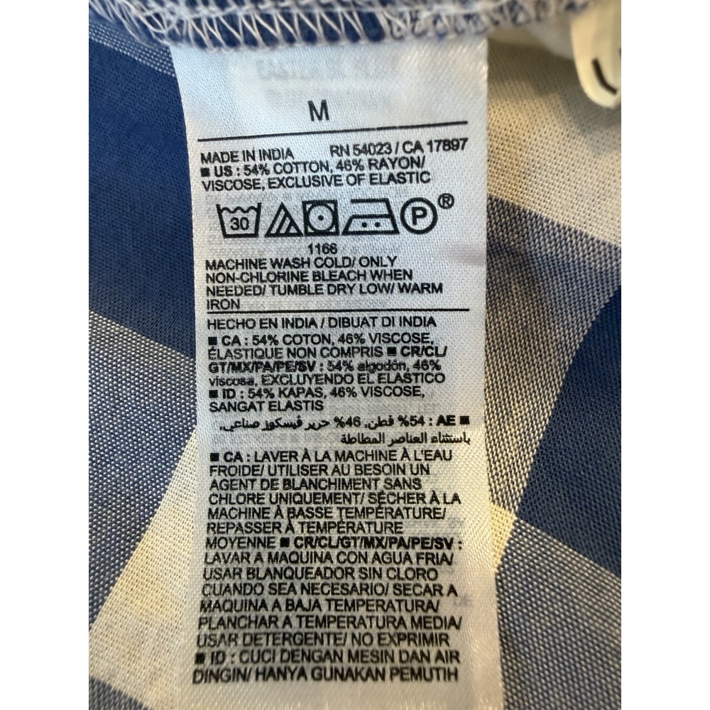 Old Navy Blue Gingham Maxi Dress Women Medium Smocked Flutter Sleeve Cottagecore - Picture 5 of 9